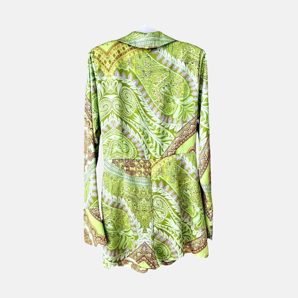 ASOS DESIGN EUC heavy satin wrap knot front romper in Paisley print Size 12 - Picture 8 of 10